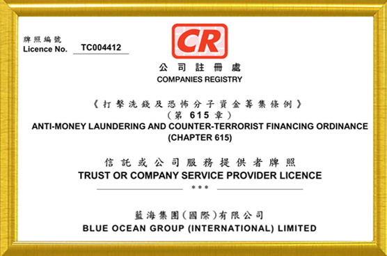 香港蓝海、深圳蓝海一体化，香港政府特准持牌秘书公司（牌照号：TC004412）